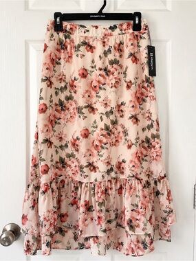 Allegra K Floral High Low Ruffle Hem Skirt – Women’s Small NWT
